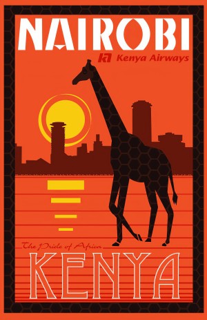 Nairobi The pride of Africa Kenya Airways travel poster